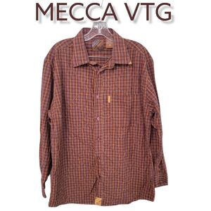 Mecca Mens 90s Y2K Vintage Button Down Casual Shirt Size Medium